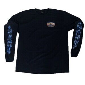 Dark Seas Get Bucked Long Sleeve T Shirt XXL Black Graphic Flame Sleeves NWT
